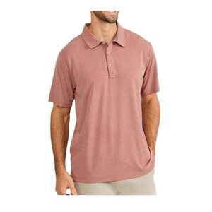 Free Fly Men's Bamboo‎ Flex Short Sleeve Polo Heathered Brick Size 2XL